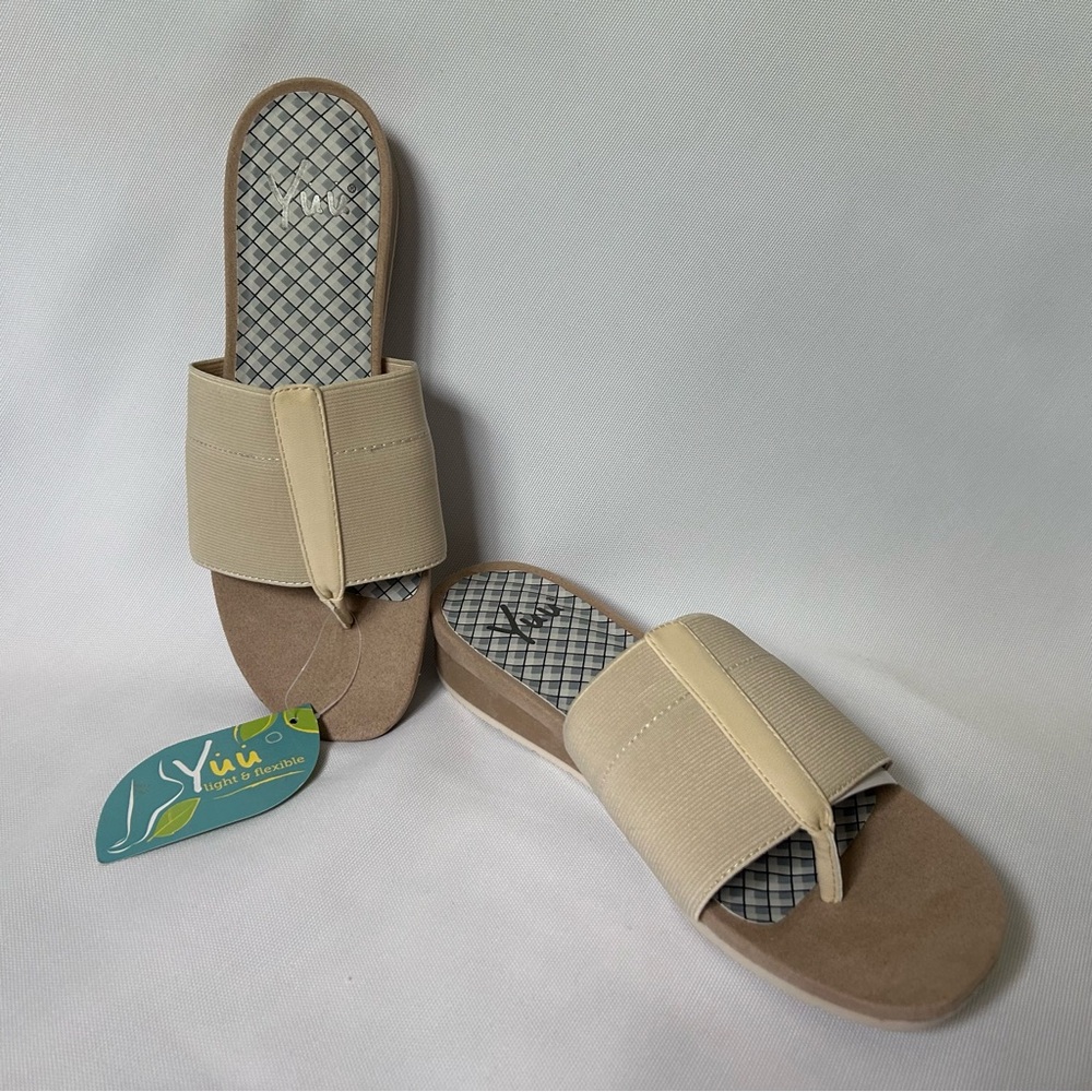 NEW YUU Casual Stretch Sandals . 8M - Natural